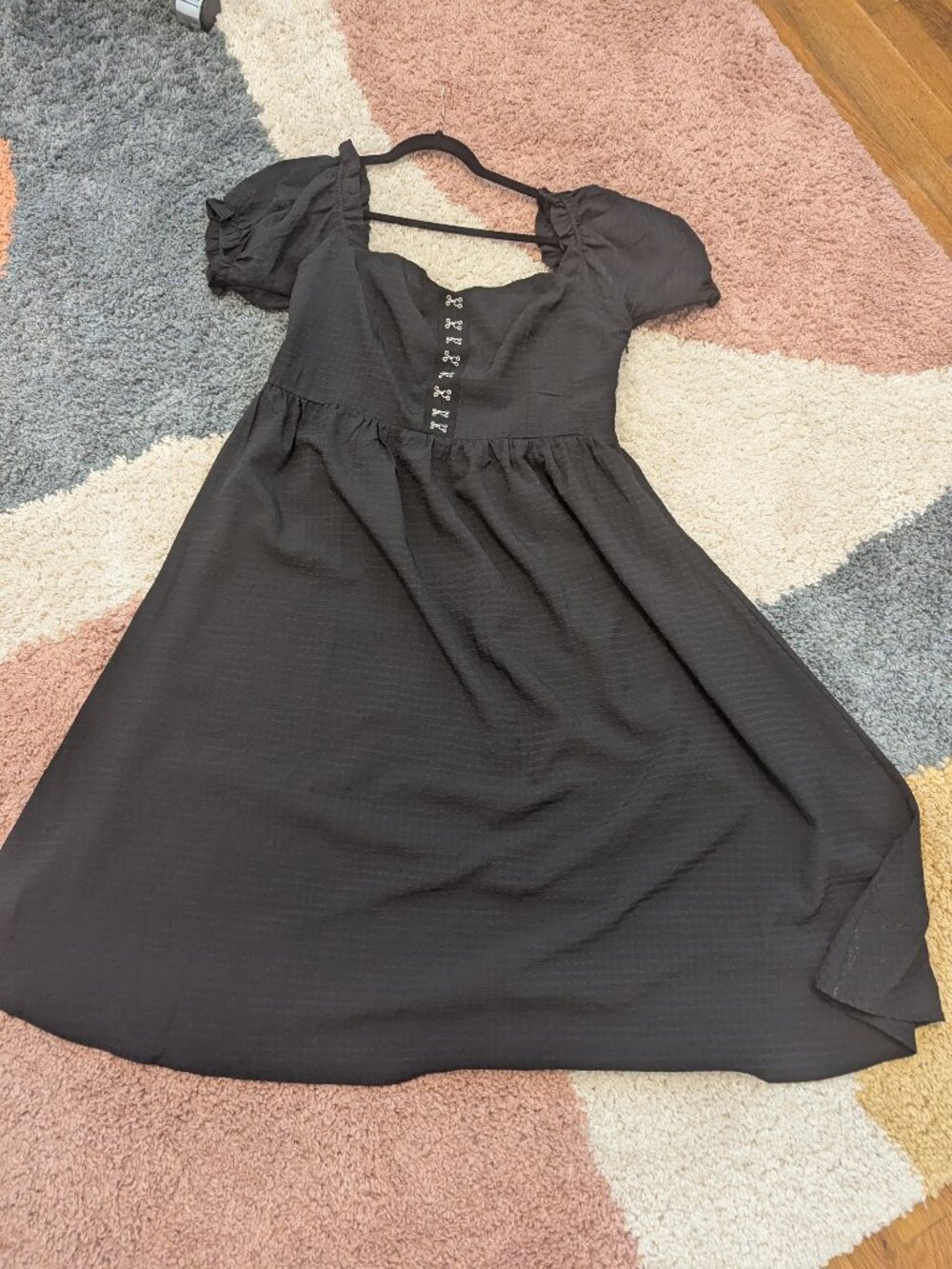 Disturbia Mortem Puff Sleeve Midi Dress Black UK 18 US 14 NWOT